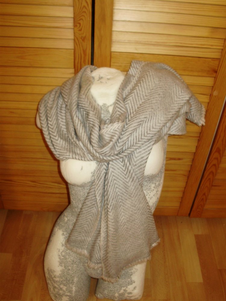 Kaschmir Schal weich groß beige grau wie neu