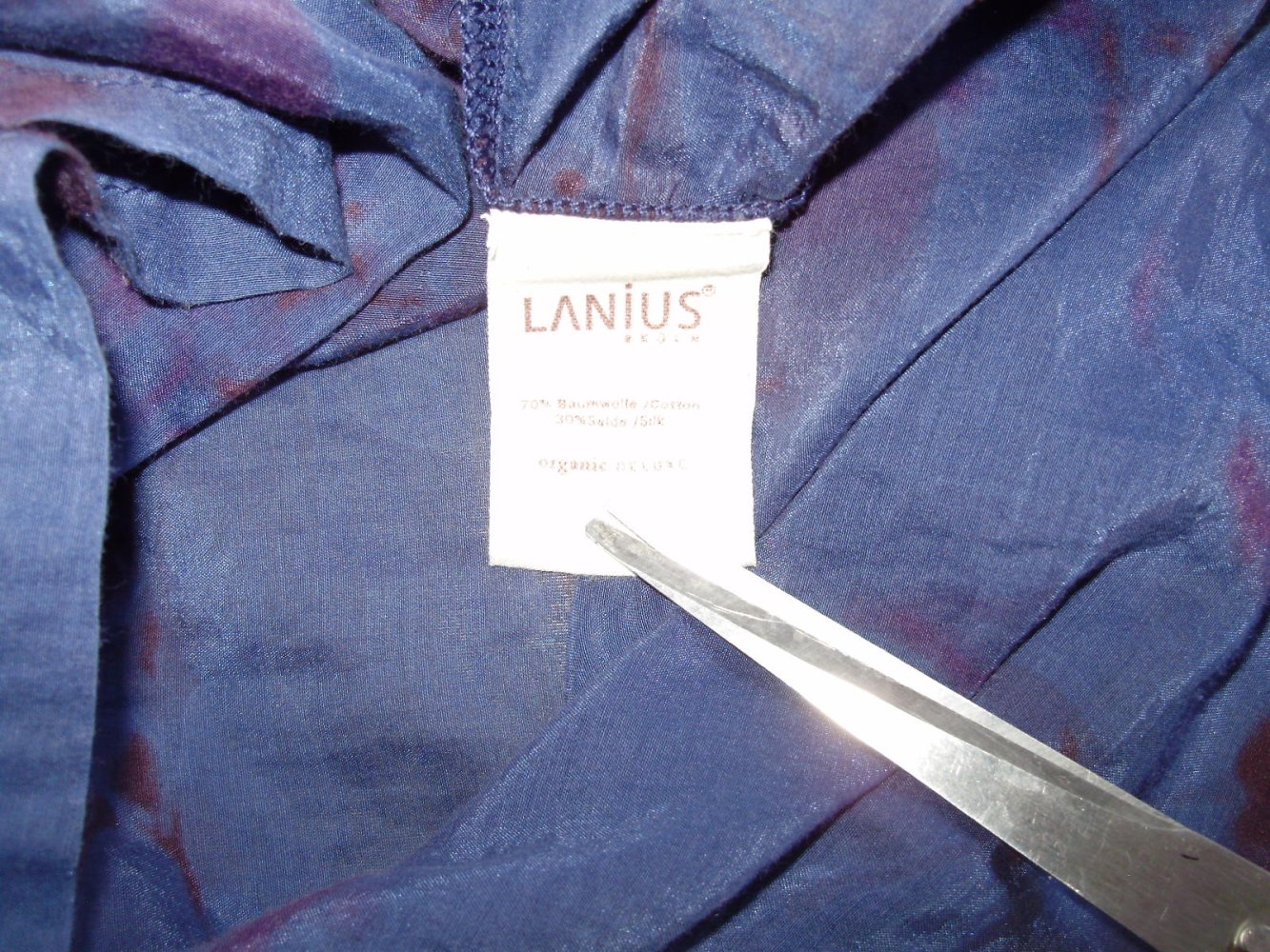 Lanius Kleid Baumwolle Seide blau Muster 34