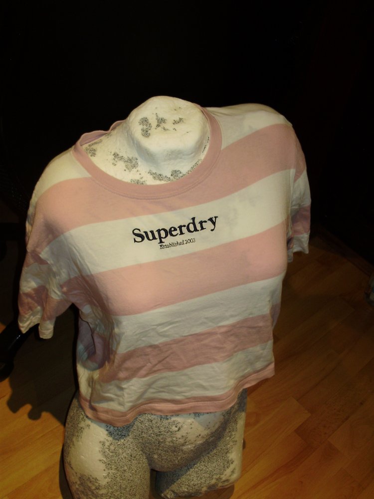 Superdry Shirt rose -weiß Streifen Cropped 38