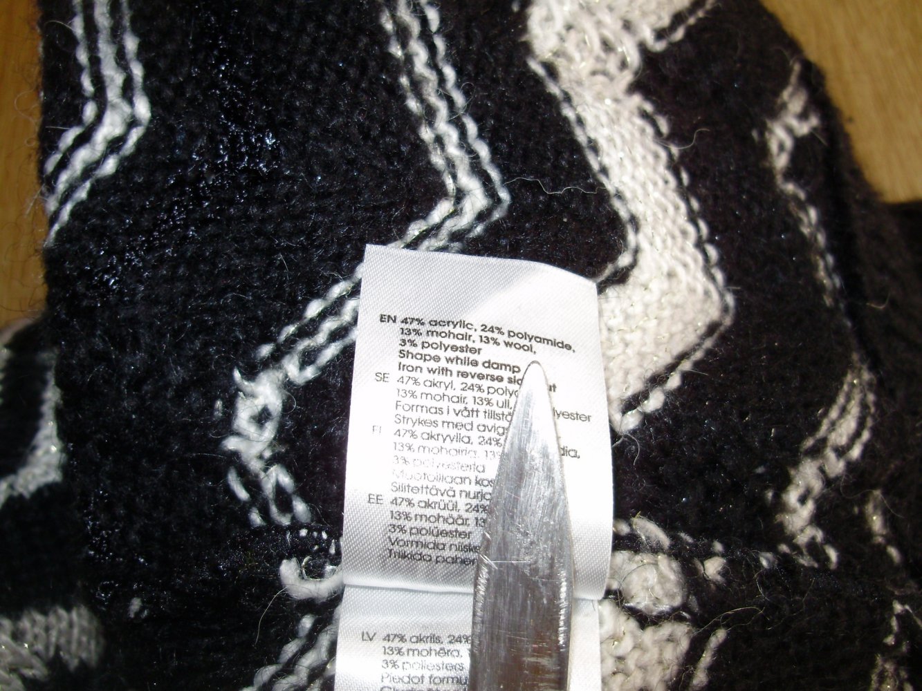 Missoni Cardigan Zacken schwarz/ beige/ gold Mohair/ Wolle oversize M