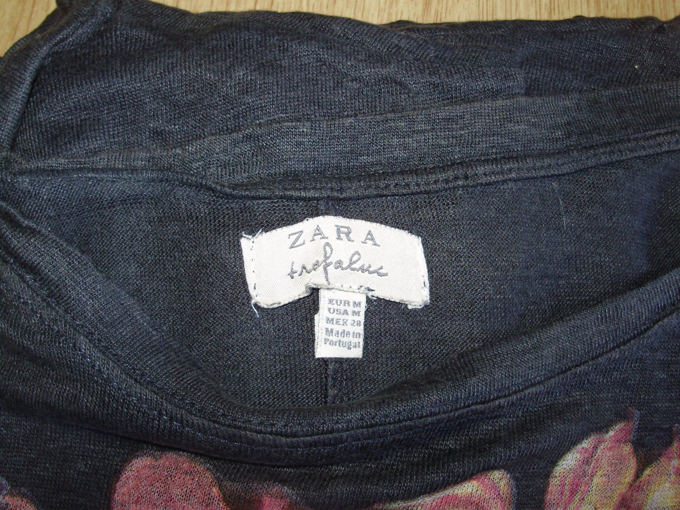 zara Shirt braun romantischer Print Nieten oversize Gr M