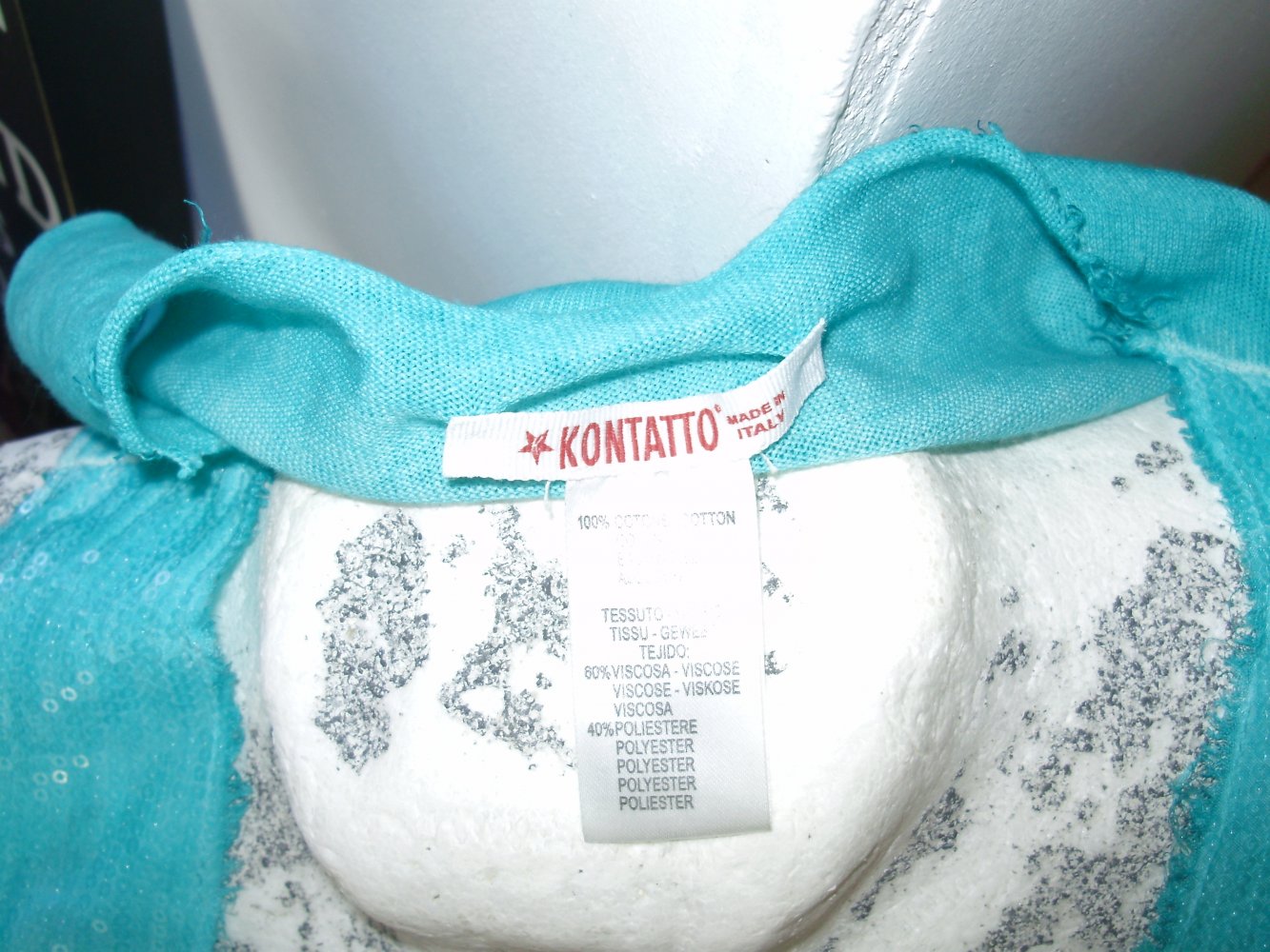 Kontatto Long Top türkis Pailletten Gr S