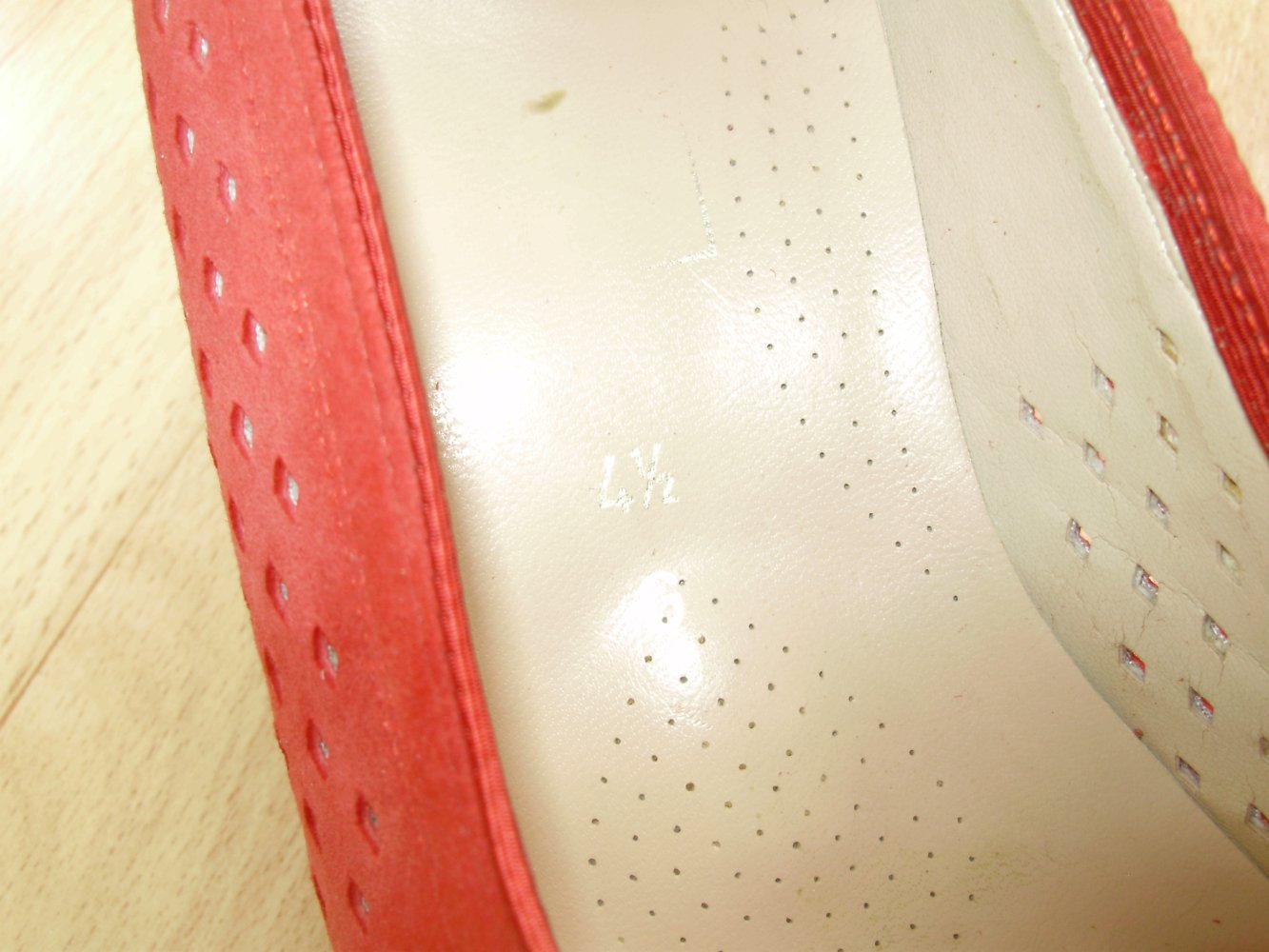 Vintage Pumps Zehenloch Wildleder rot 4,5 = 37 wie neu