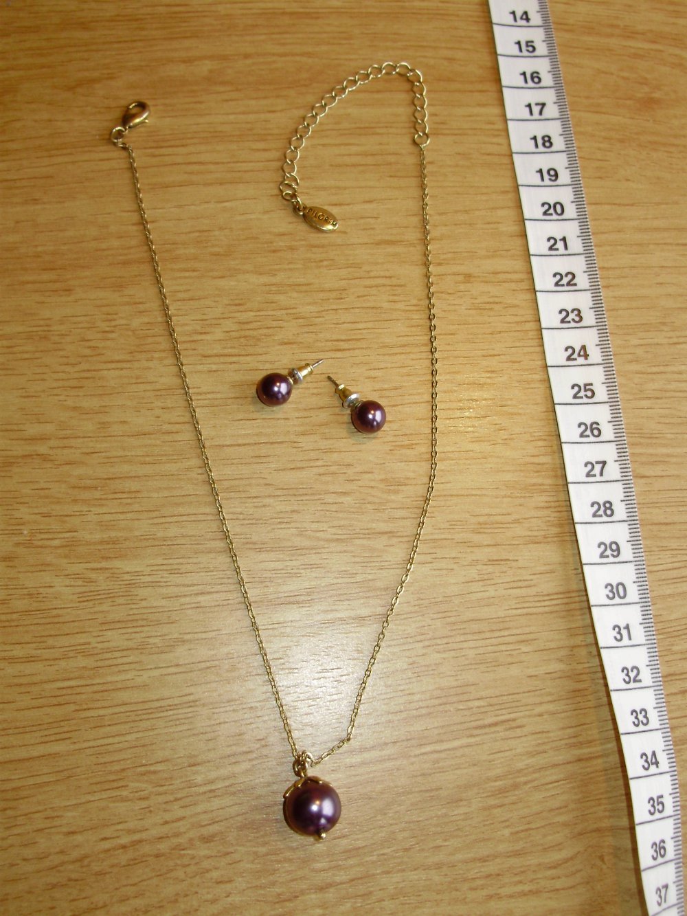 Pilgrim Schmuckset Kette + Ohrringe lila Perle / gold NEU
