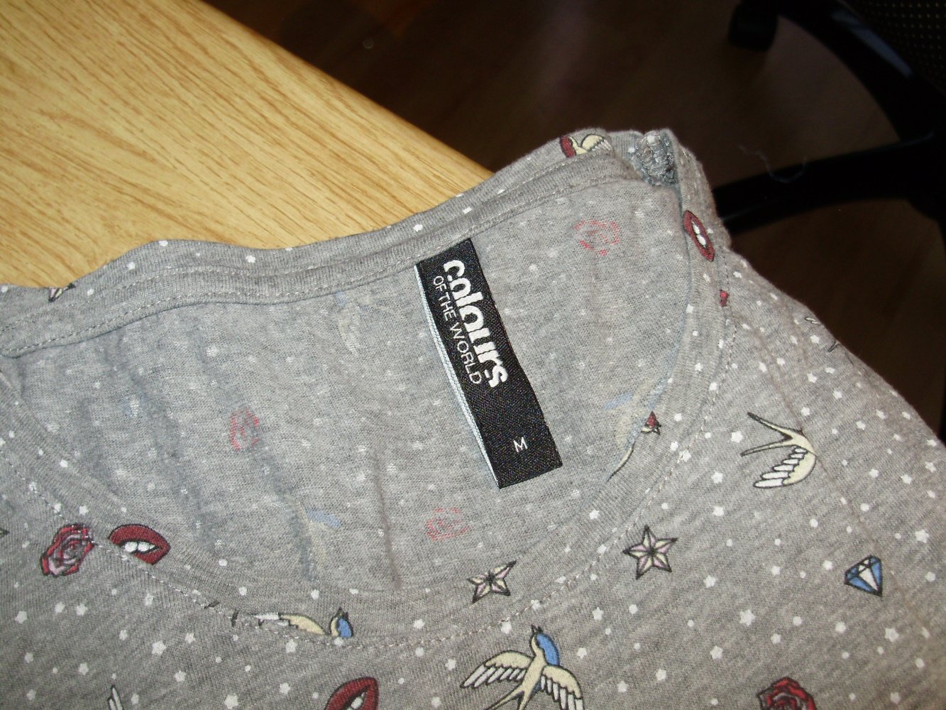 Shirt 7/8 Arme just be you grau Vögel Kussmund M