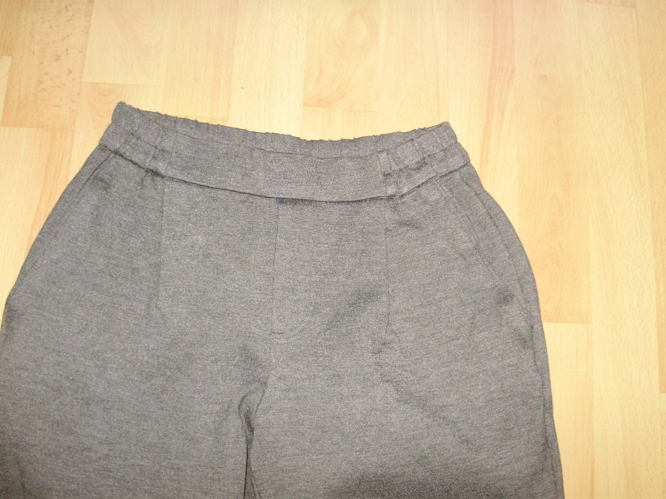 Benetton Hose grau 7/8 Länge Stretch Gummibund Umschlag S XS