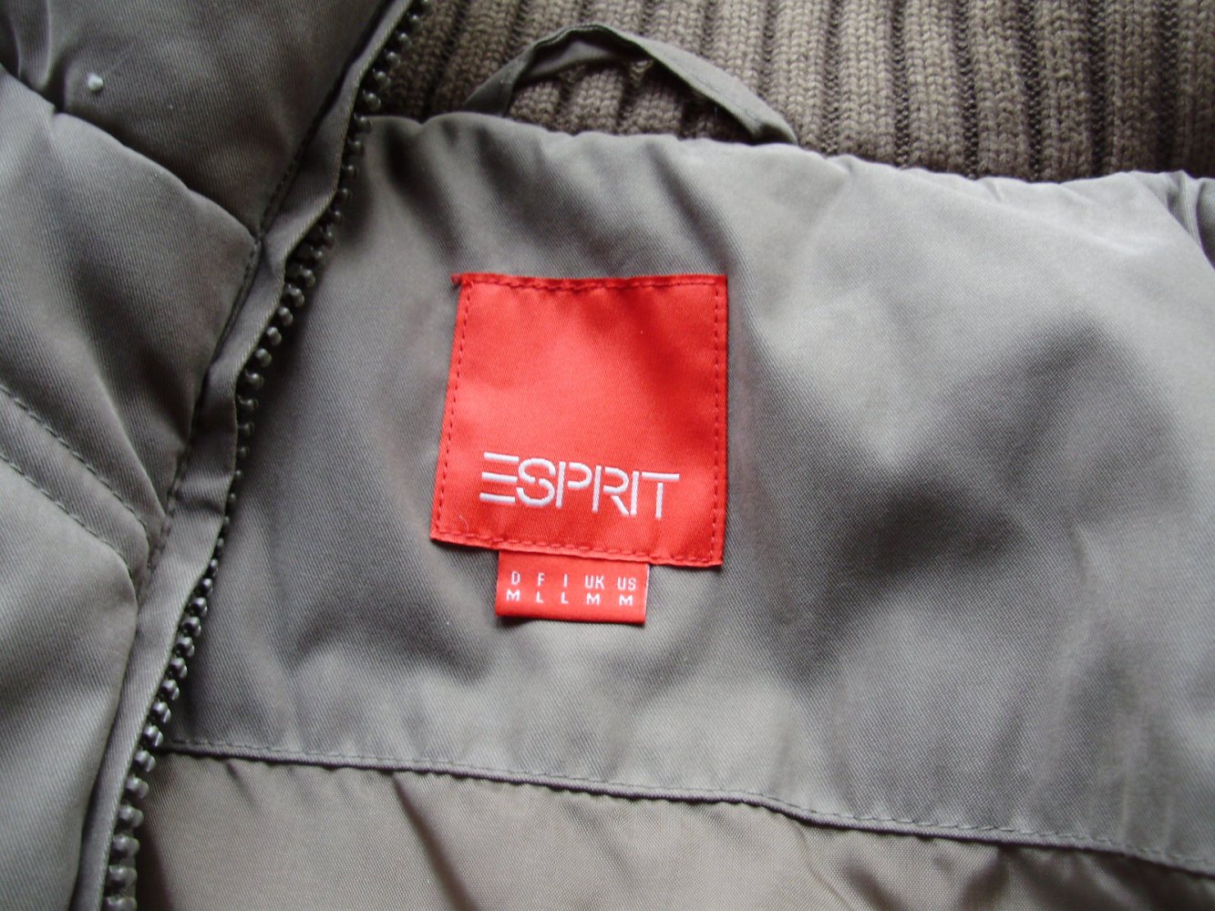 Esprit Weste gefüttert warm khaki grau Strickeinsatz gedoppelt M