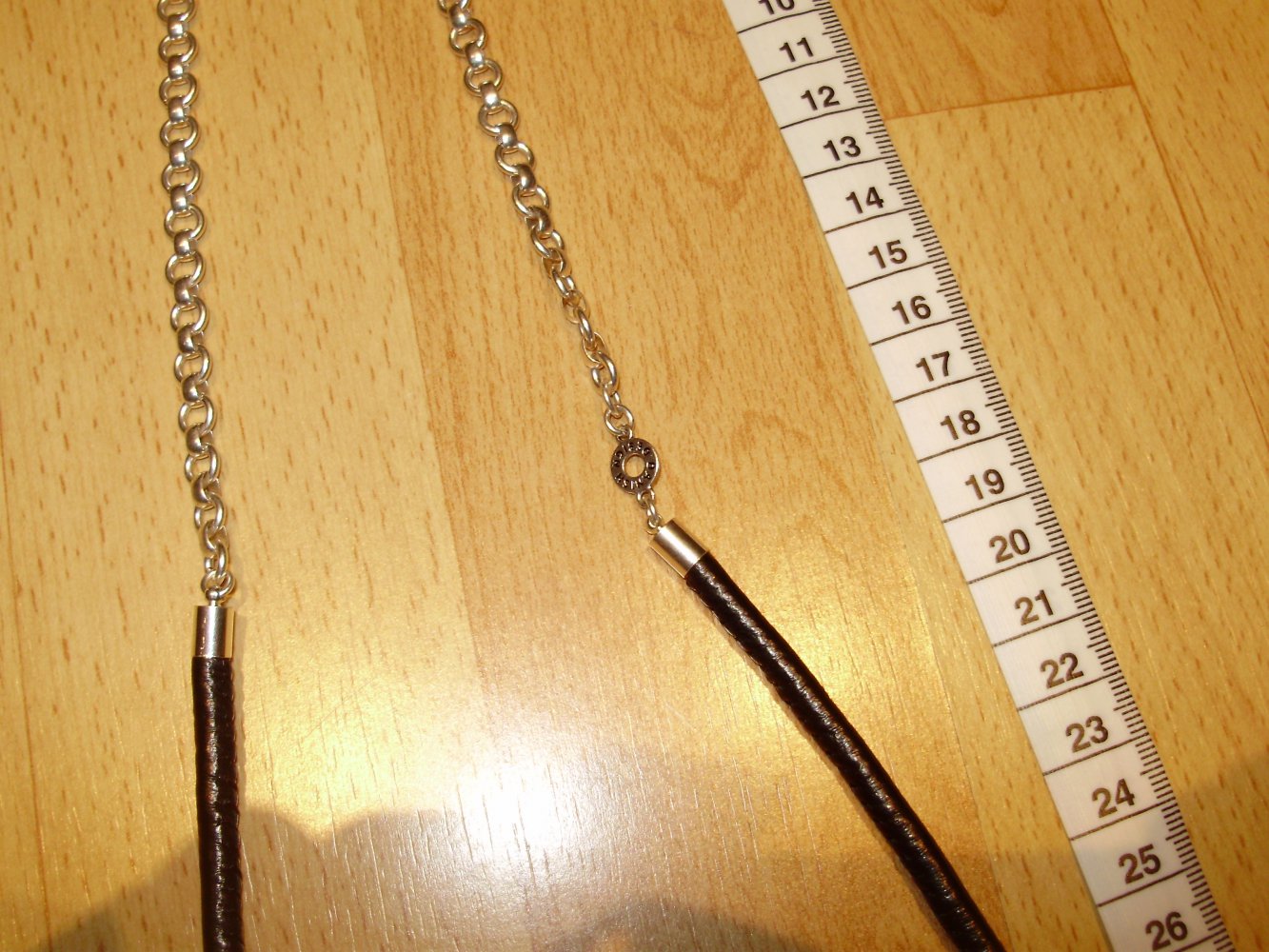 Pilgrim Kette lang Silberkette + Lederband 110cm