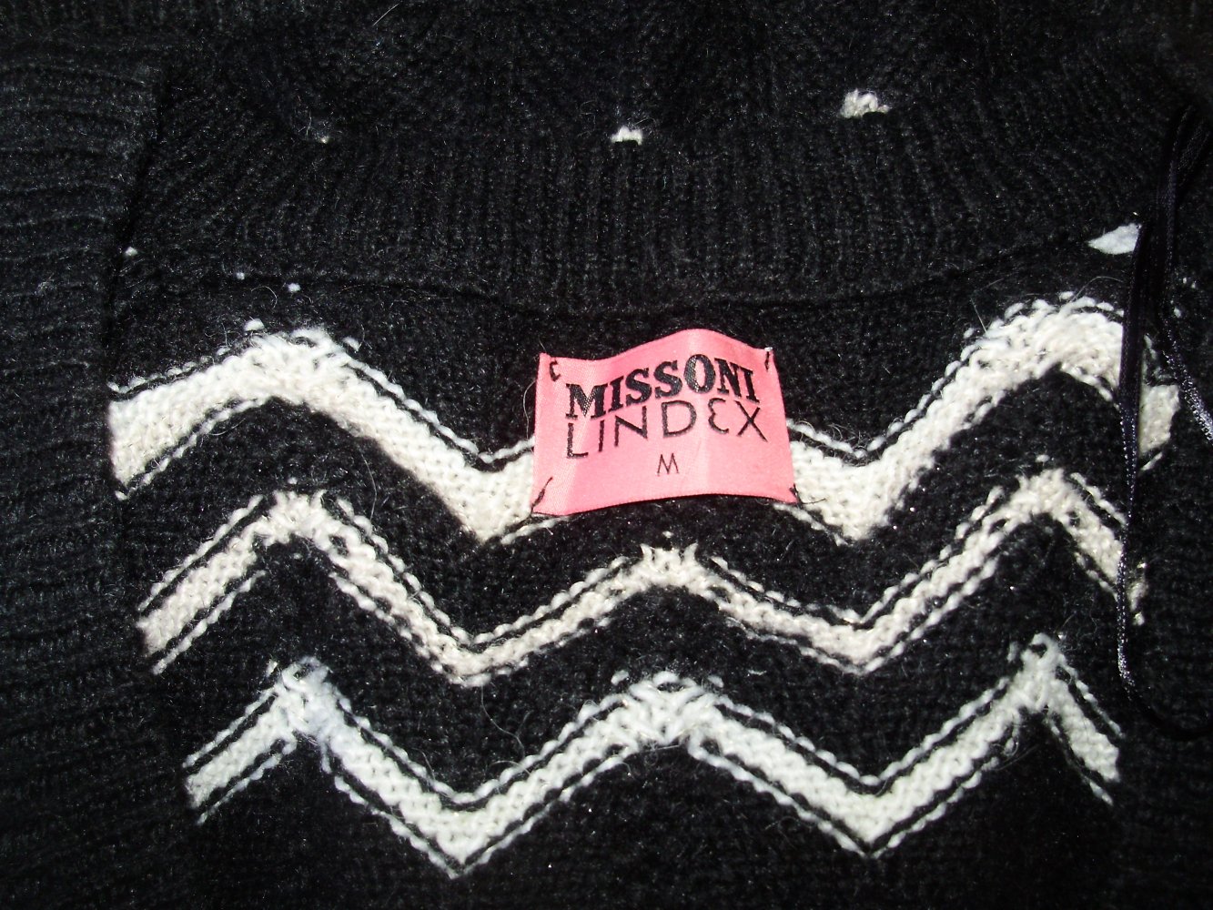 Missoni Cardigan Zacken schwarz/ beige/ gold Mohair/ Wolle oversize M