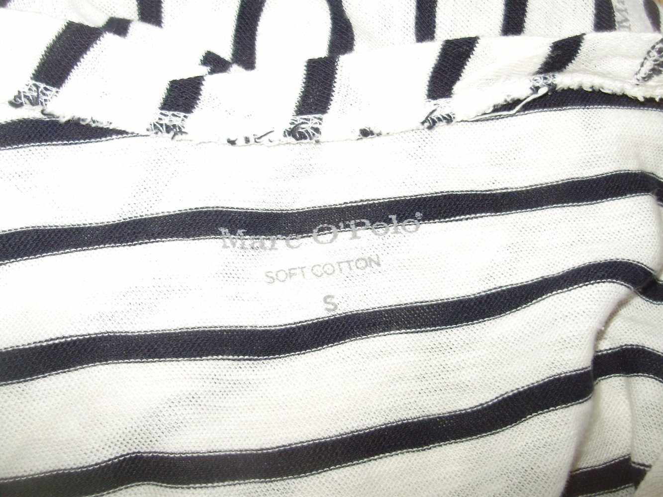 Marc O´Polo Shirt Feinstrick Baumwolle beige blau Streifen S