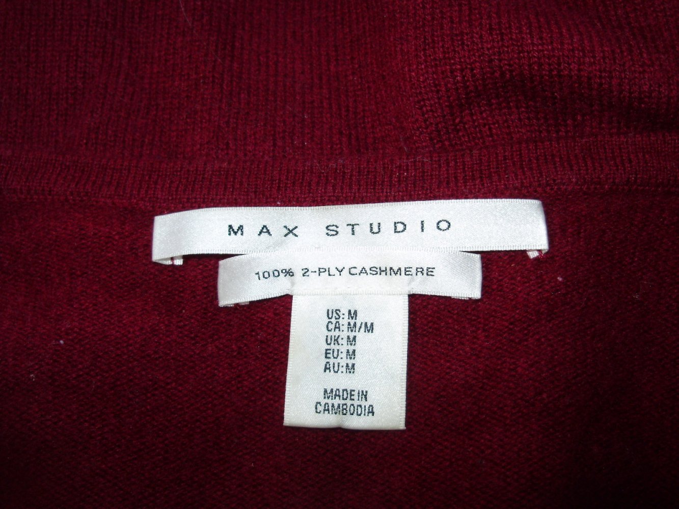Max Studio Pullover 100% Cashmere 2-play bordeaux M