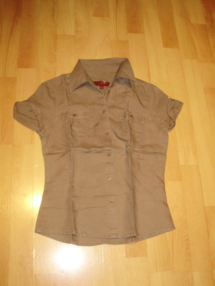 Milano Bluse khaki Leinen Baumwolle 34 S
