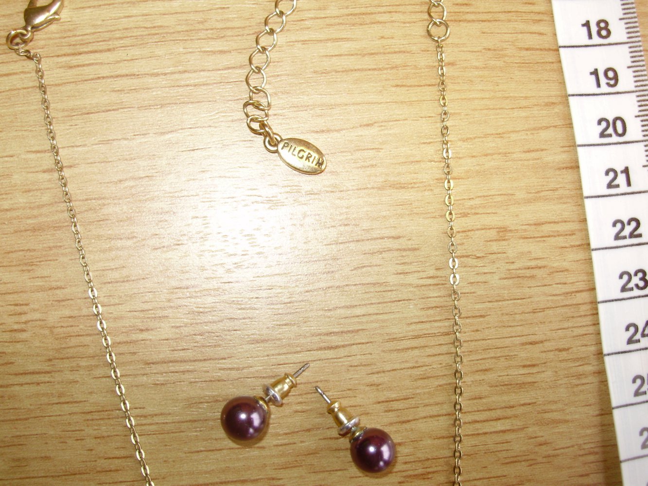 Pilgrim Schmuckset Kette + Ohrringe lila Perle / gold NEU