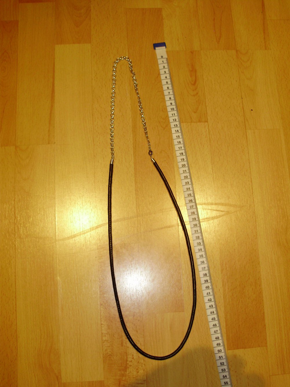 Pilgrim Kette lang Silberkette + Lederband 110cm