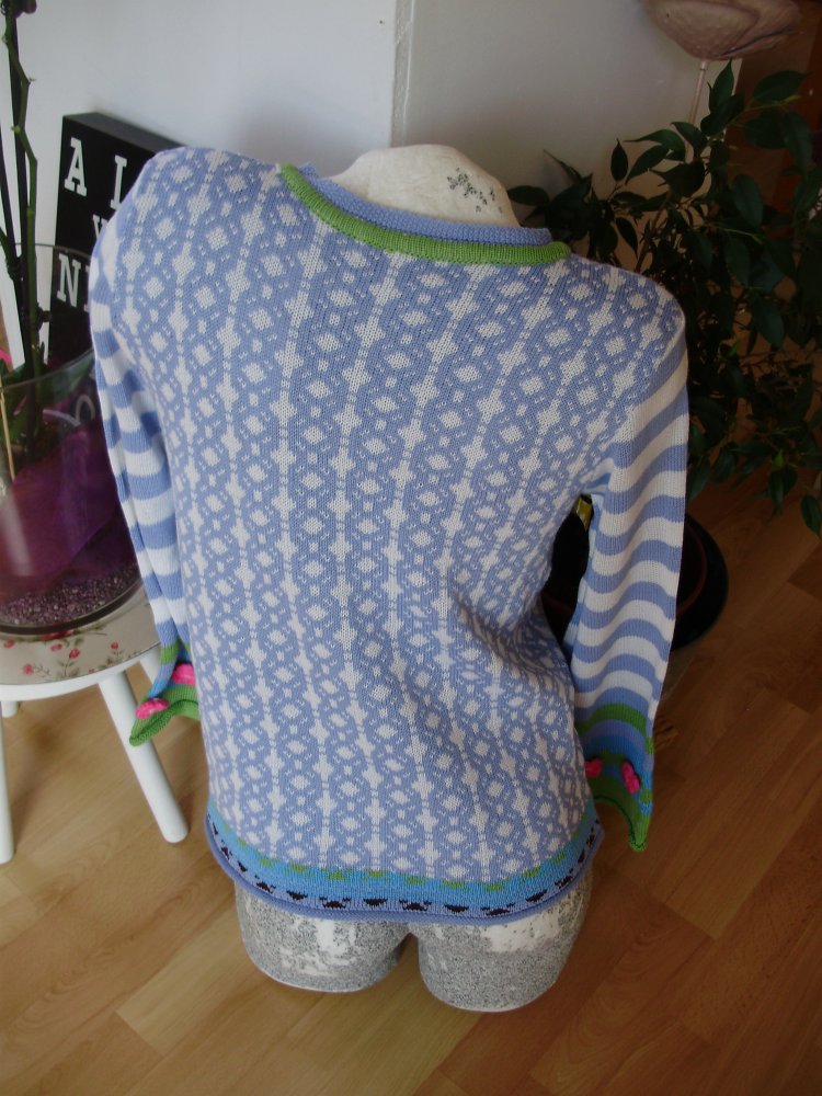 Misslook Cardigan romantisch Pastellfarben Häkelblumen 2XL = M/ L