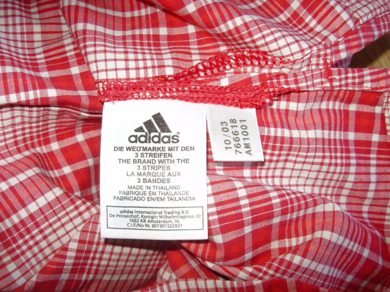 adidas Bluse kariert rot Drücker o. Arm Gr L