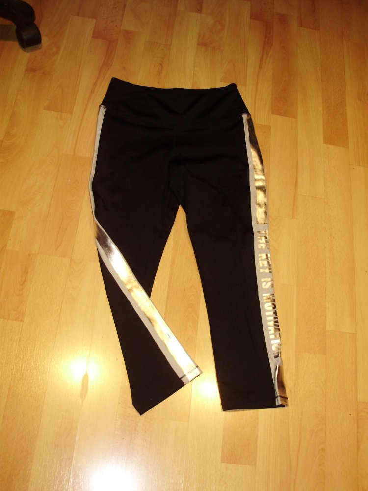 H&M Leggings 7/8 Länge schwarz silbern S