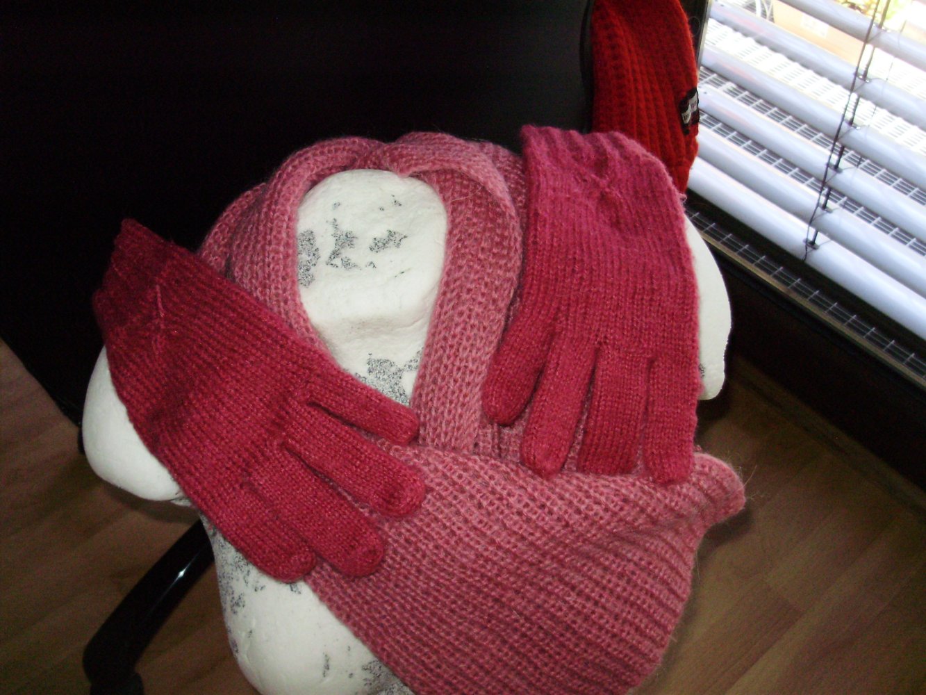 Schal Vintage rose + Handschuhe