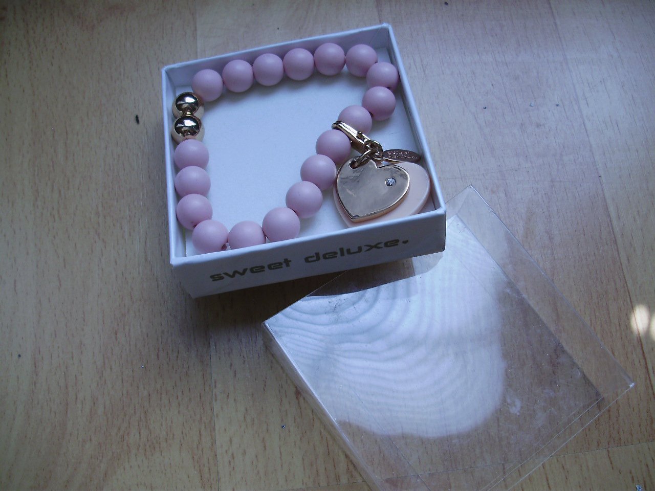 Sweet de luxe Armband Perlen rose/ gold Herzenanhänger nagelneu