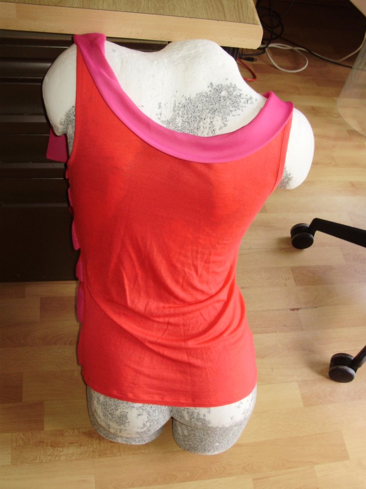 Mango Top pink orange Schluppe ausgefallen M