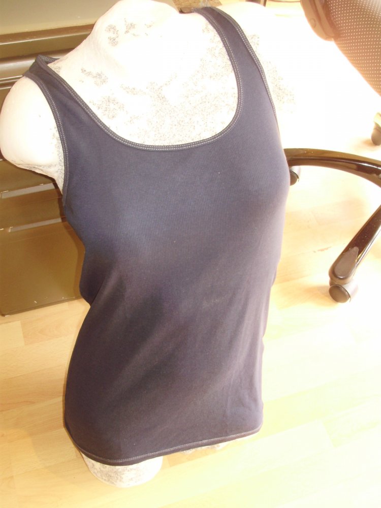 S. oliver Long Top dunkelblau Rippen Stretch 40