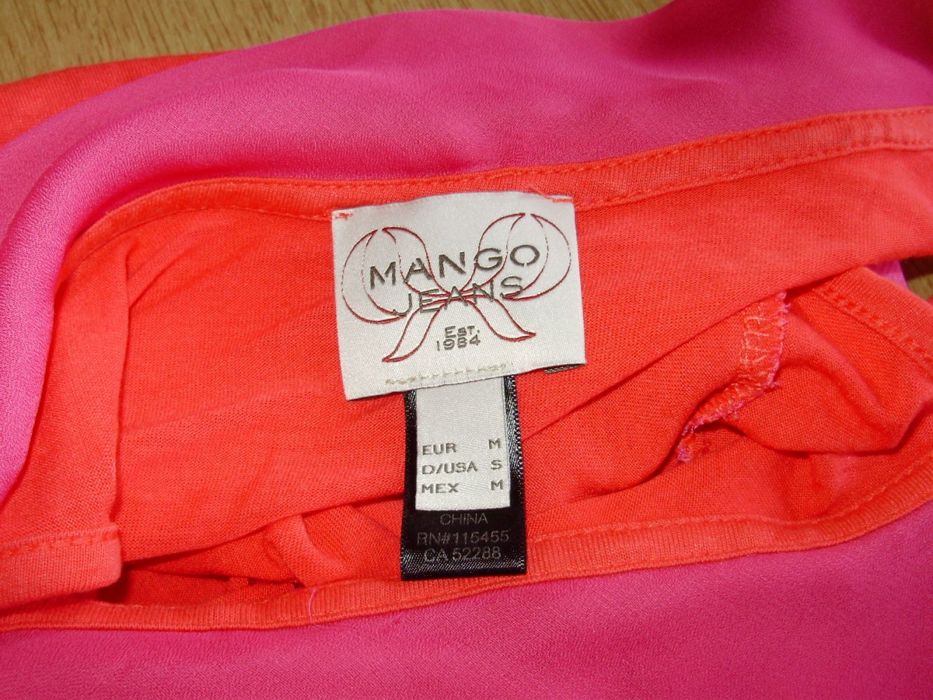 Mango Top pink orange Schluppe ausgefallen M