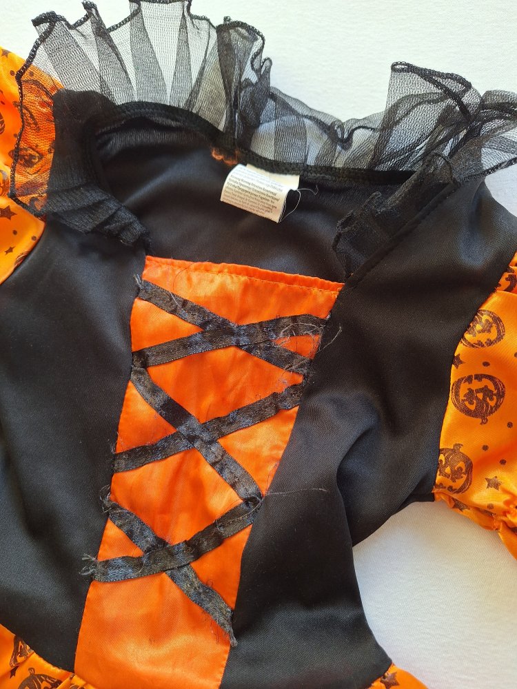 schwarz-oranges Kürbiskleid mit Tüll / Halloweenkostüm 92-104