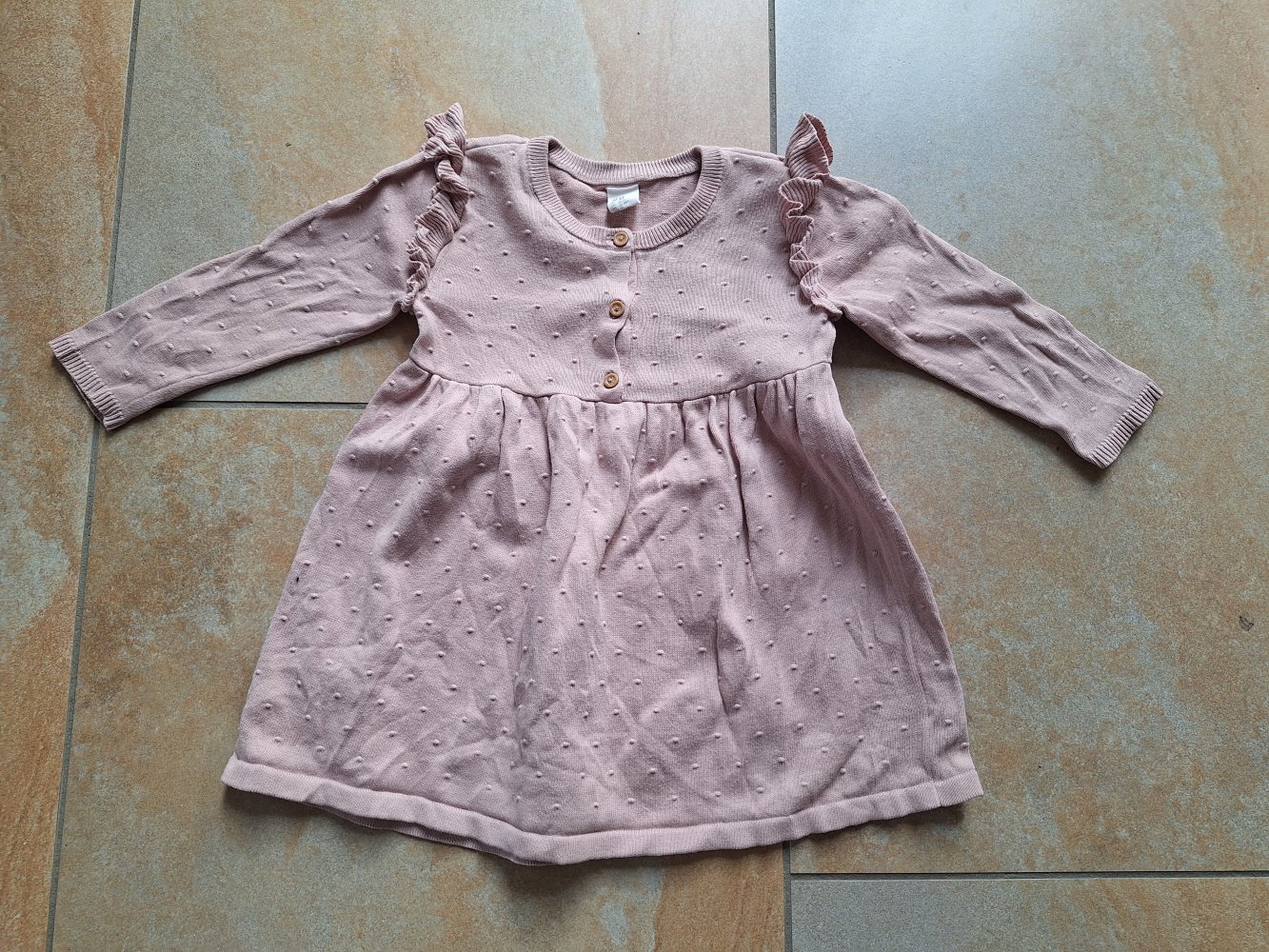 Langärmliges altrosa Kleidchen, Gr. 86 pastell Ostern