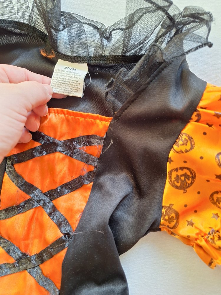 schwarz-oranges Kürbiskleid mit Tüll / Halloweenkostüm 92-104