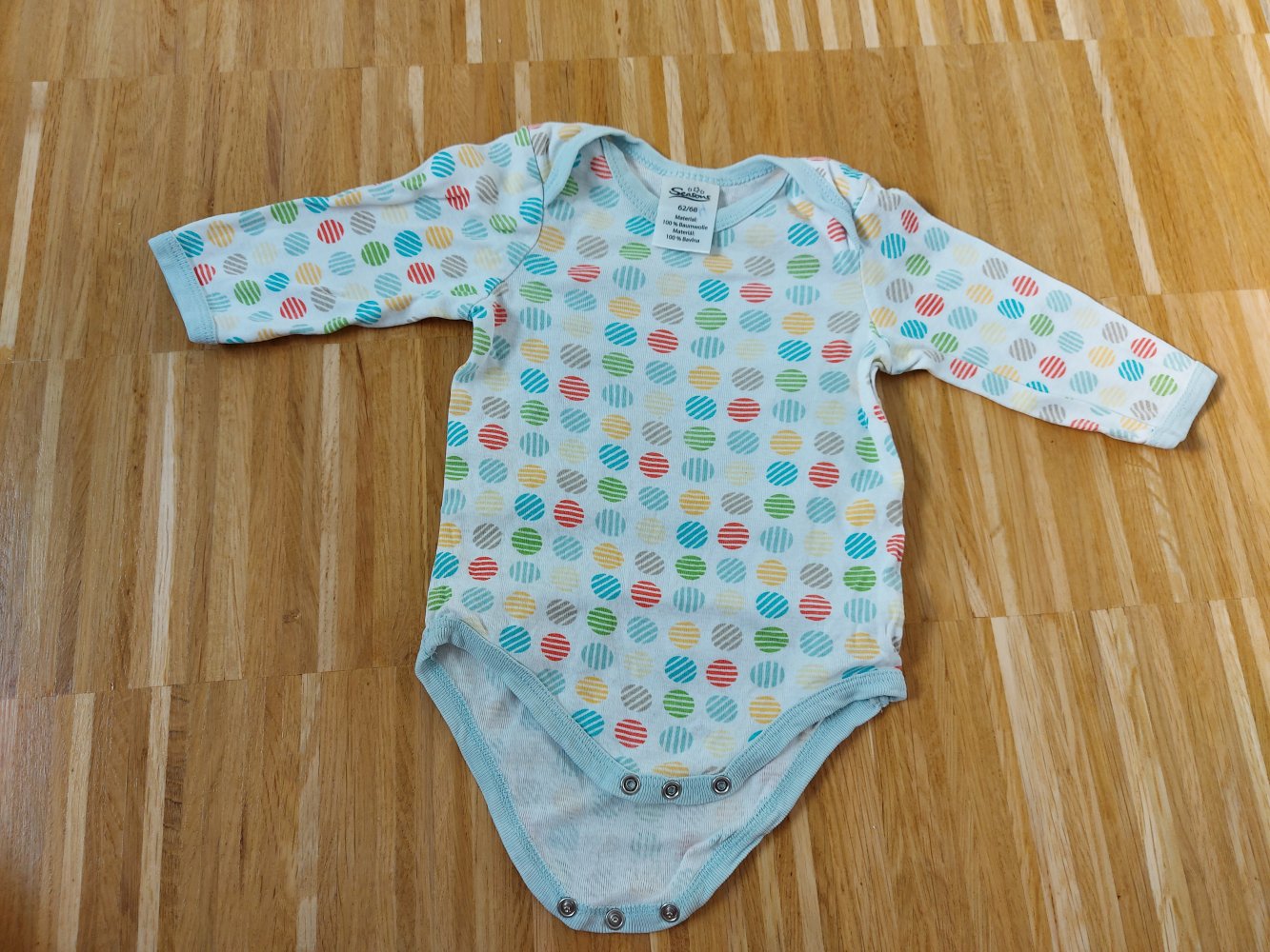 Langärmliger Badybody mit bunten Punkten Gr. 62/68