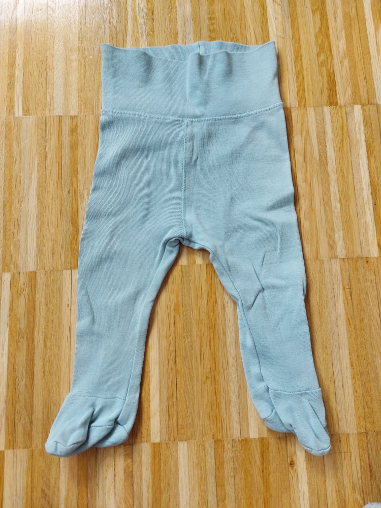 Türkise Babyhose mit breitem Bund und Füßchen, Gr. 62