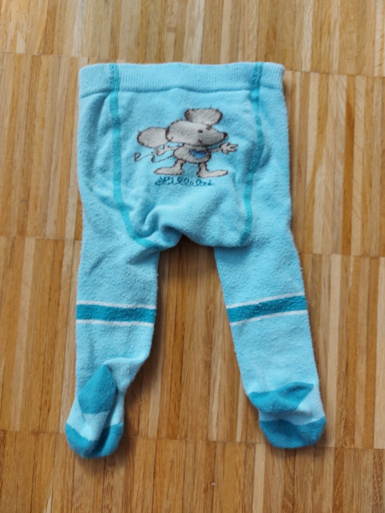 türkisfarbene Babystrumpfhose mit süßer Lillebi-Maus, Gr. 62/68