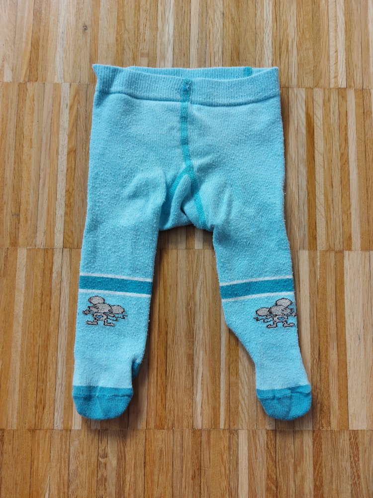 türkisfarbene Babystrumpfhose mit süßer Lillebi-Maus, Gr. 62/68