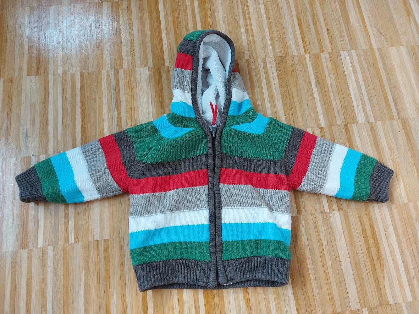 kuschelige braun gestreifte Babyjacke mit Kapuze, Gr. 74