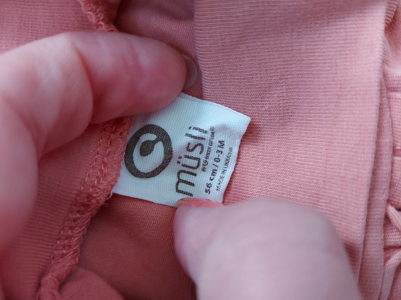 Apricotfarbene Babyhose mit breitem Bund von müsli, Gr. 56