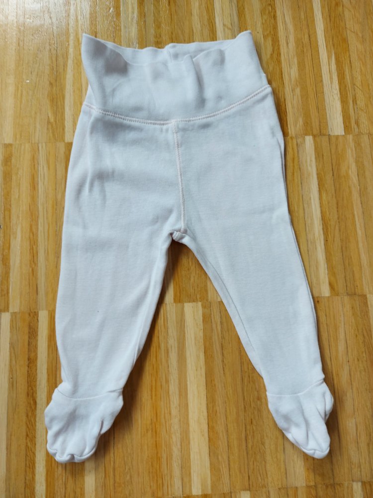 Rosa Babyhose mit breitem Bund und Füßchen Gr. 62