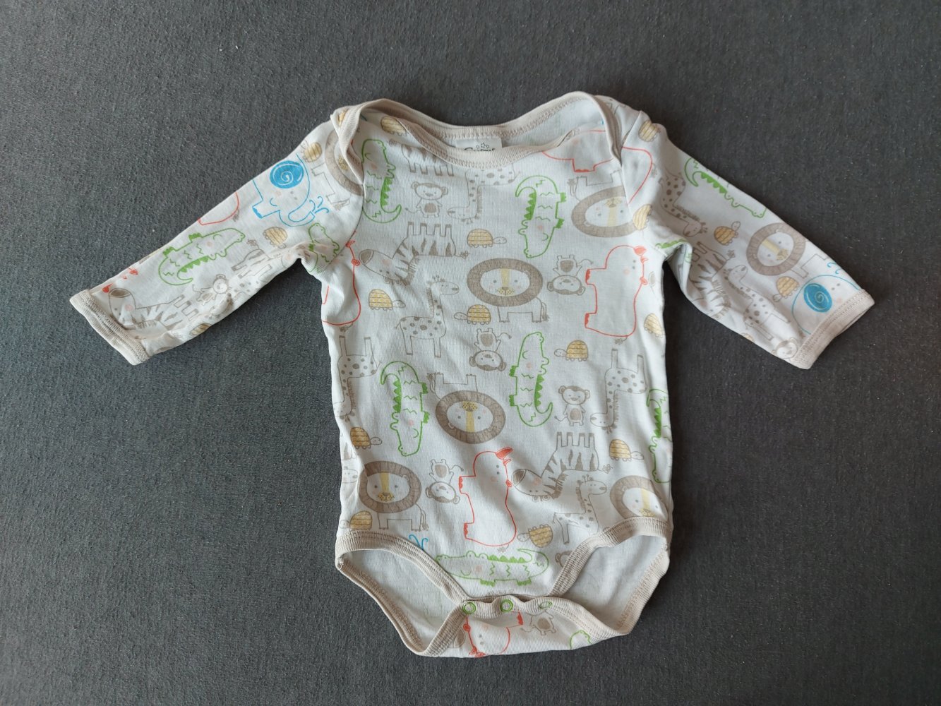 Langärmliger Badybody mit Tiermotiven (Dschungel/Safari) Gr. 62/68