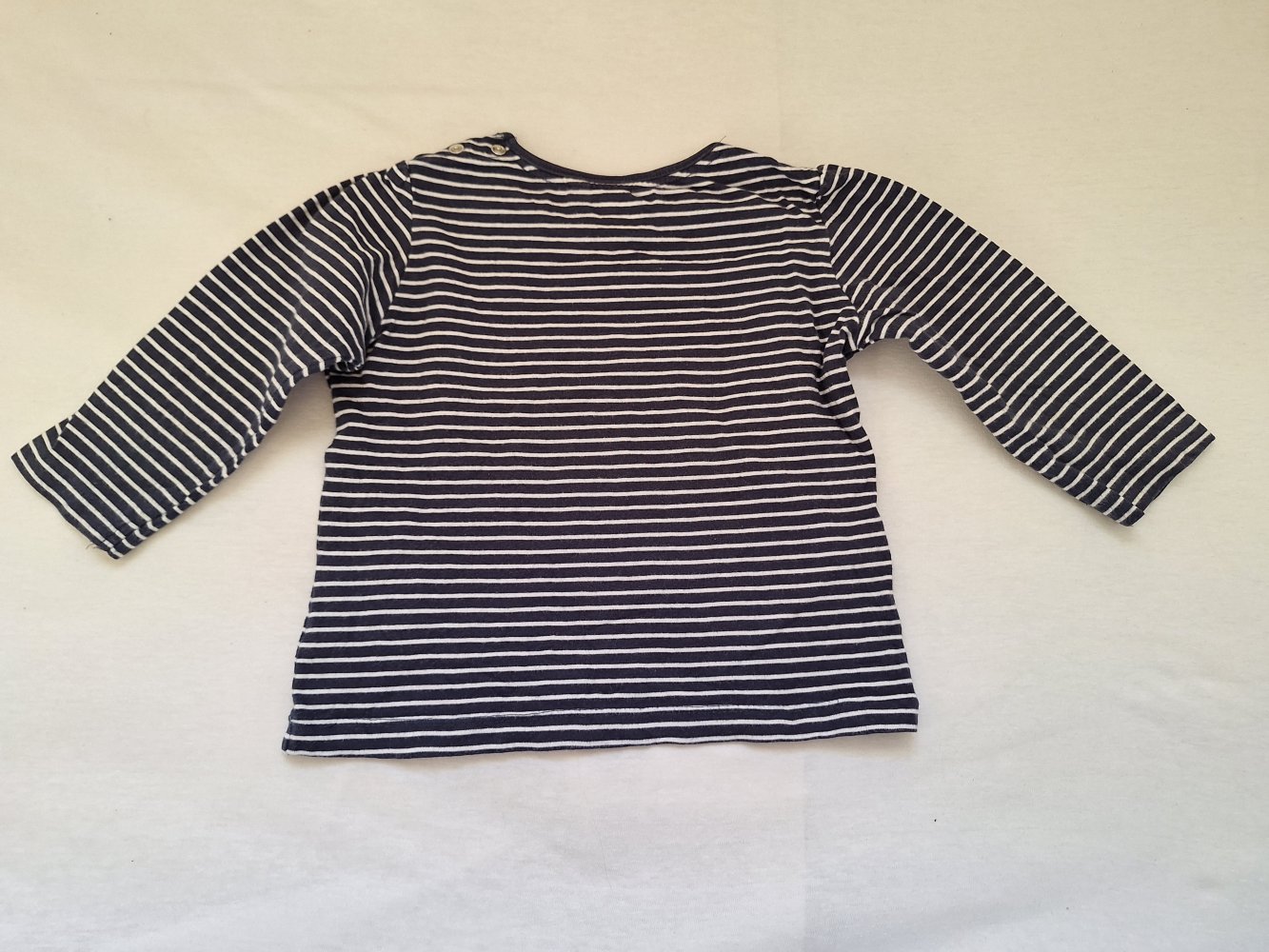 langärmliger blauweiß gestreifter Babypullover Gr. 86 Longsleeve / Shirt unisex / geschlechtsneutral