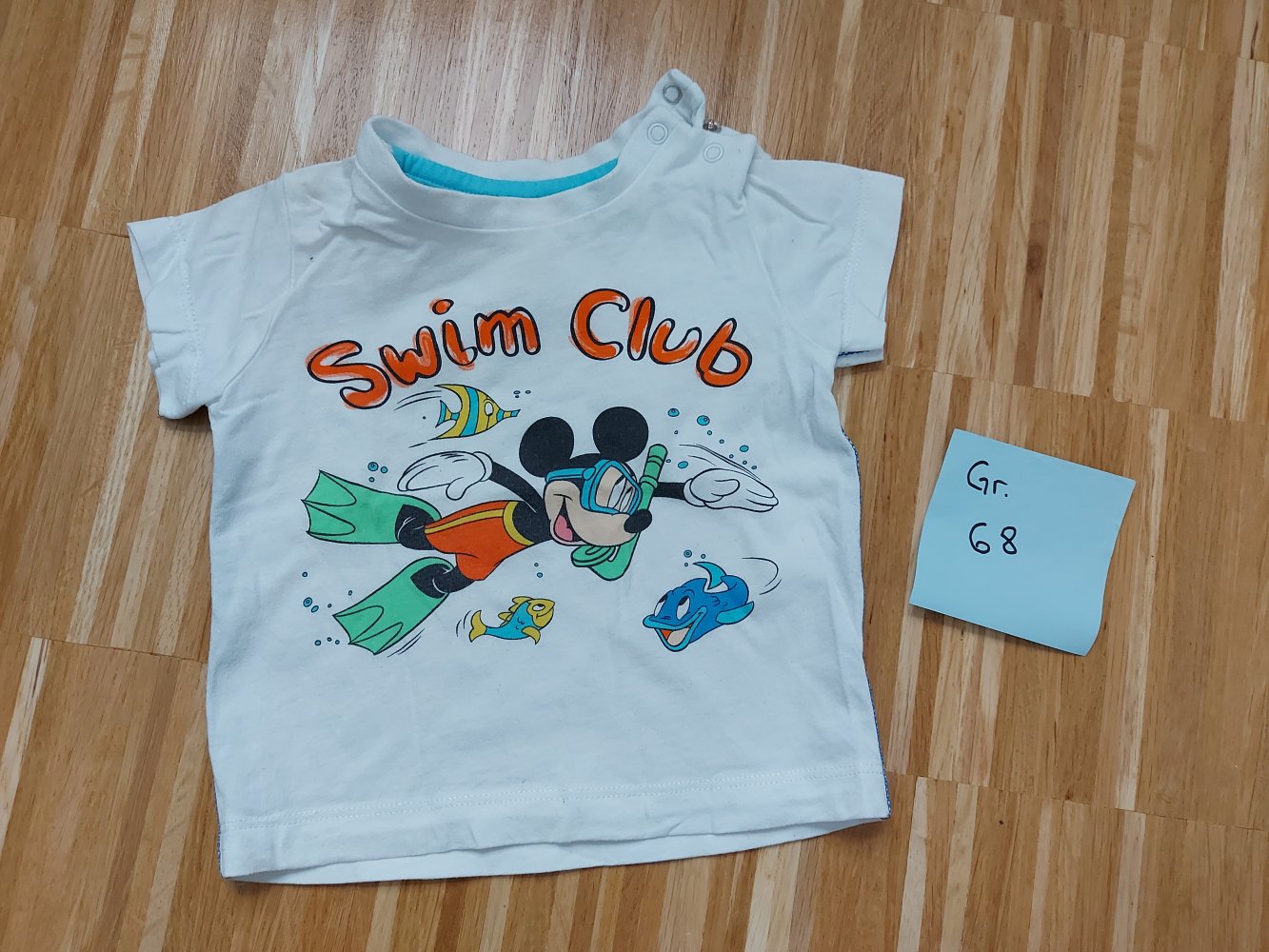 kurzärmliges weißes T-Shirt mit Mickey Mouse Gr. 68
