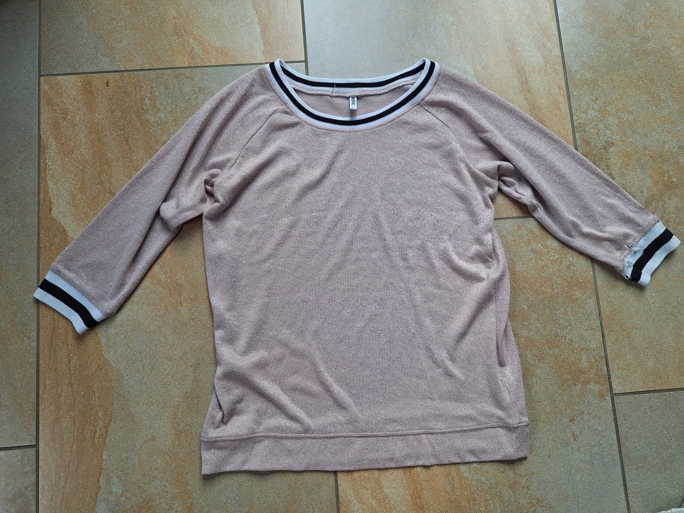rosafarbener Glitzerschimmer Collegepulli Gr. L 3/4 V TP Amy Nude