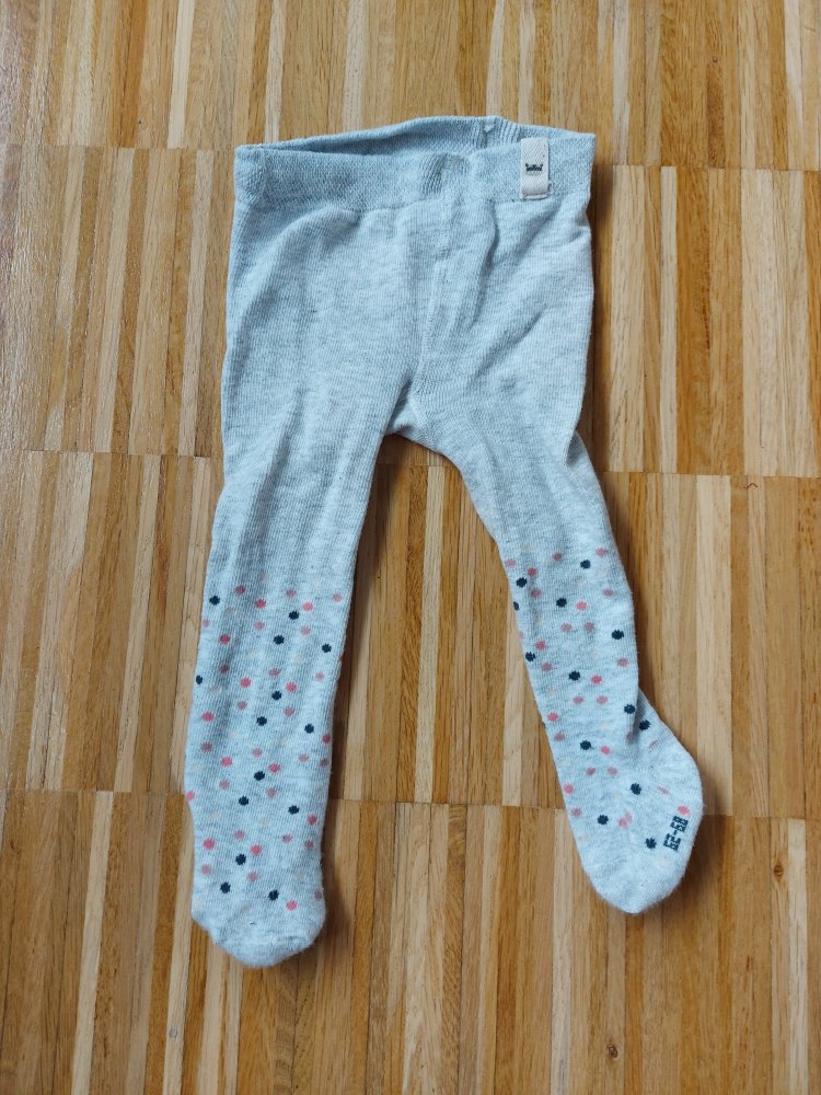 Hellgraue Babystrumpfhose (greige) mit Punkten Gr. 62/68