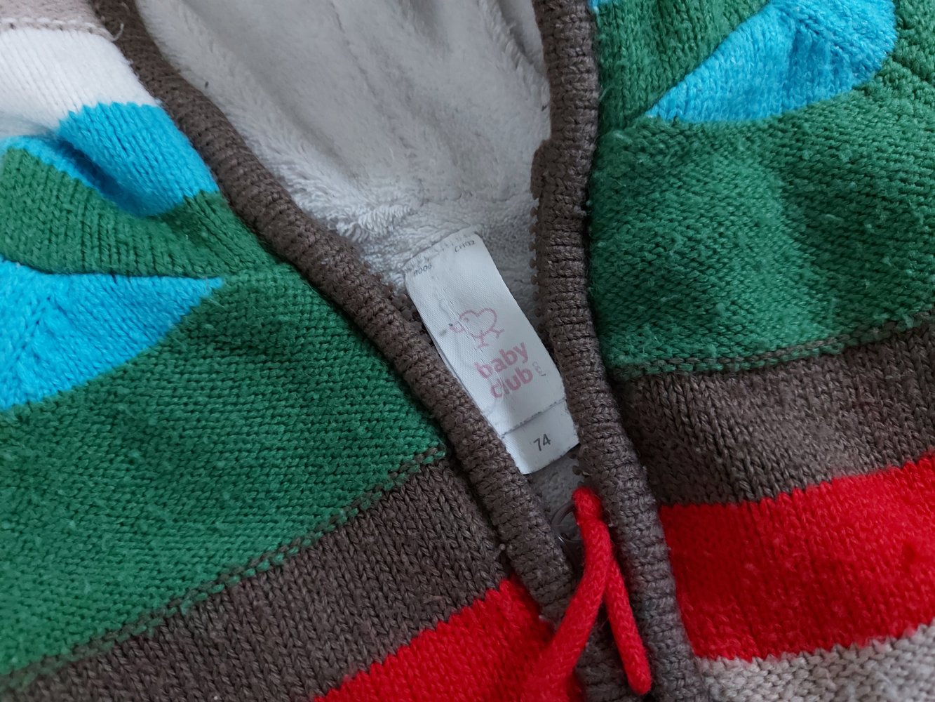 kuschelige braun gestreifte Babyjacke mit Kapuze, Gr. 74