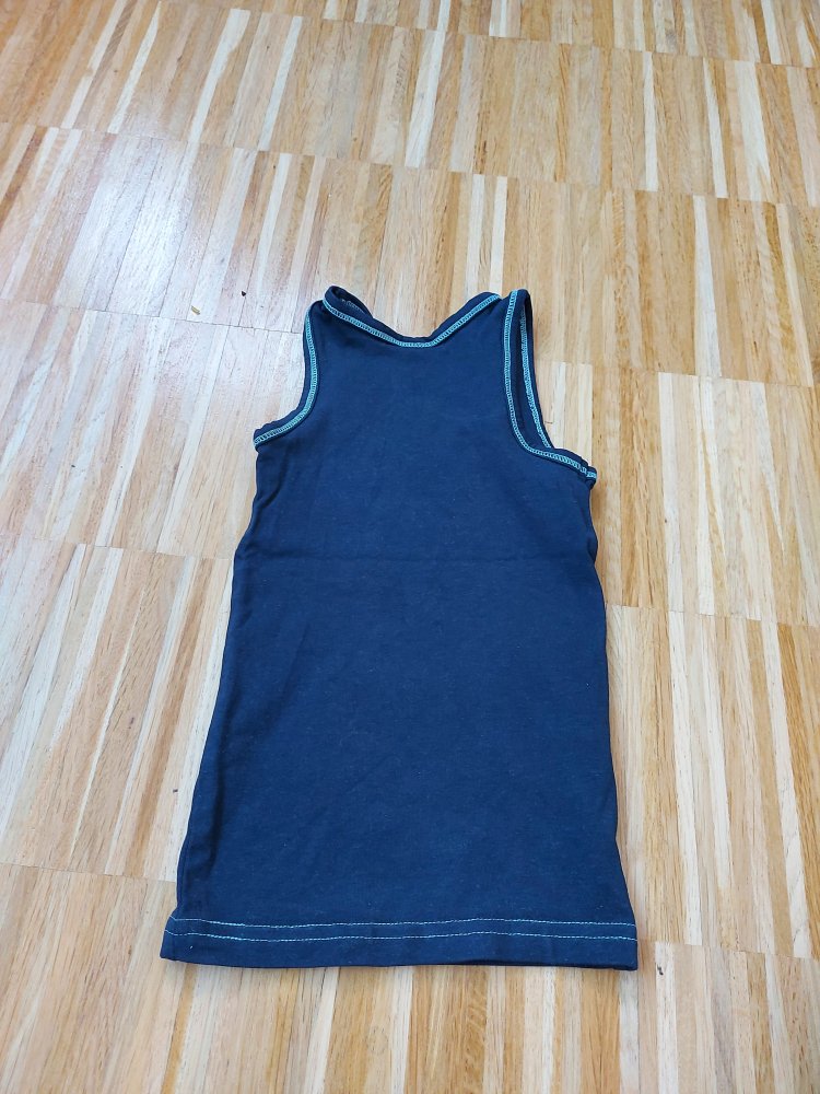 dunkelblaues ärmelloses Muscle-Shirt mit Dino, Gr. 92 / Achselshirt / Unterhemd