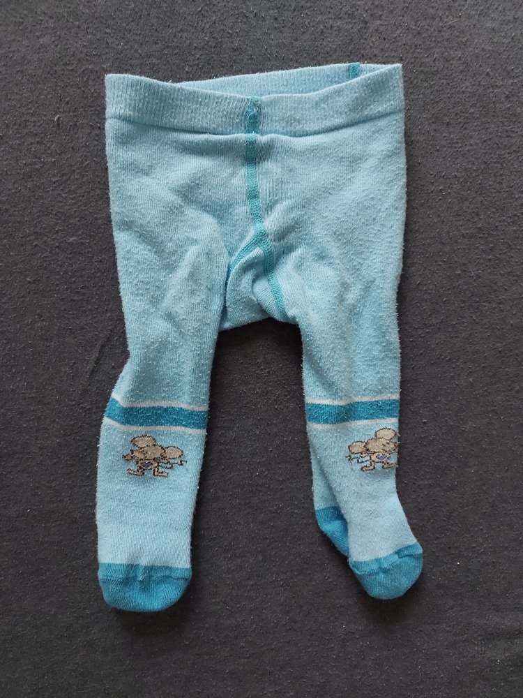 türkisfarbene Babystrumpfhose mit süßer Lillebi-Maus, Gr. 62/68