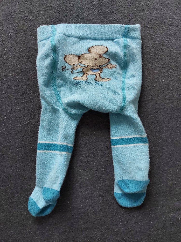 türkisfarbene Babystrumpfhose mit süßer Lillebi-Maus, Gr. 62/68
