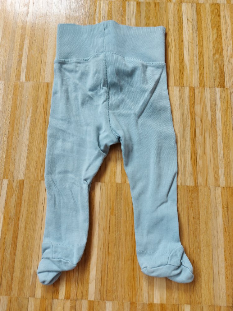 Türkise Babyhose mit breitem Bund und Füßchen, Gr. 62