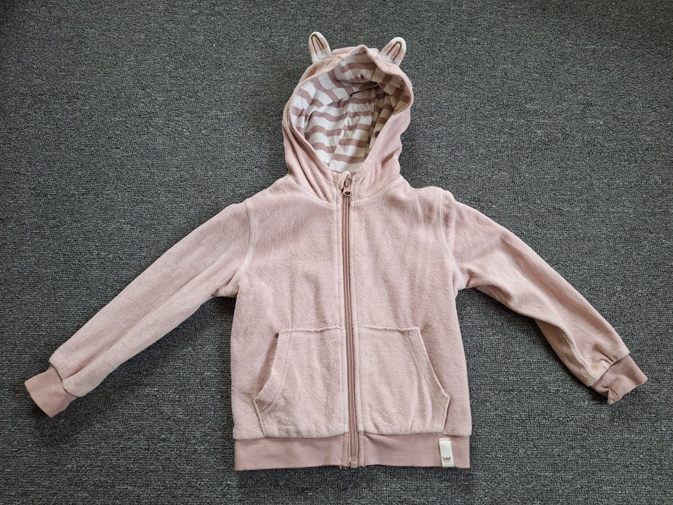 rosa Kapuzenjacke Gr. 86/92 mit Hasenohren some bunny loves you