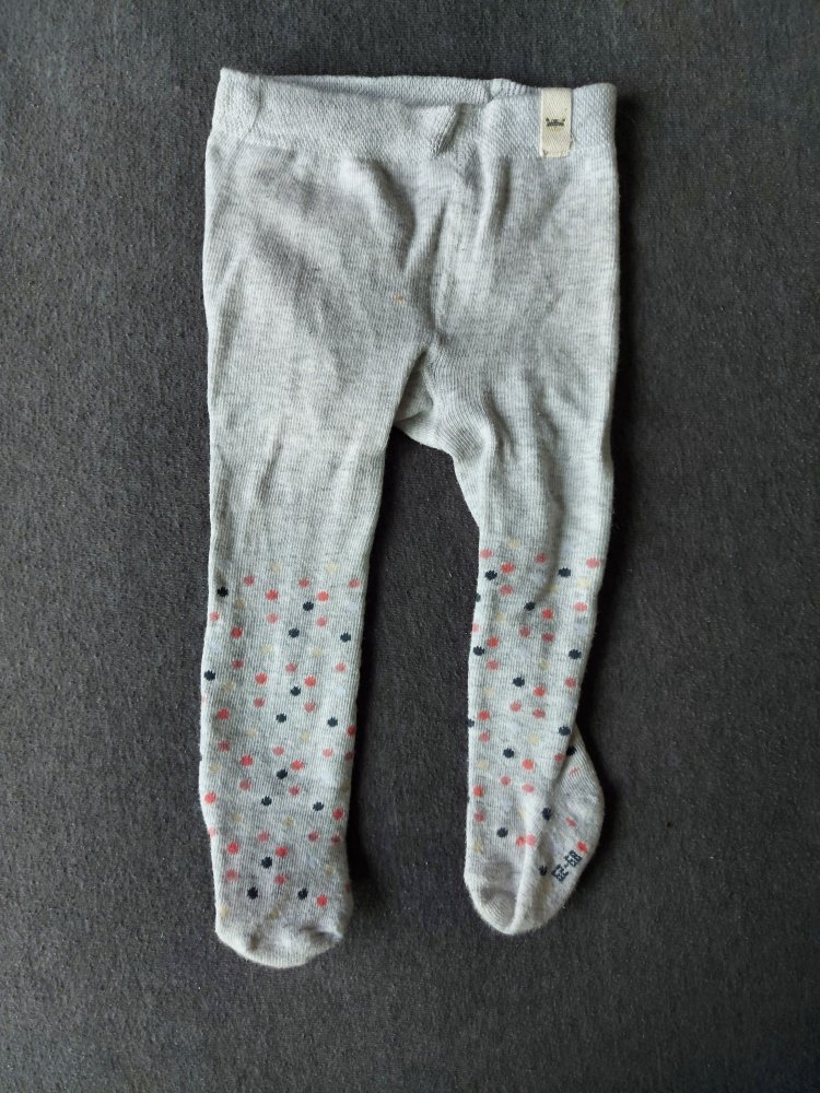 Hellgraue Babystrumpfhose (greige) mit Punkten Gr. 62/68
