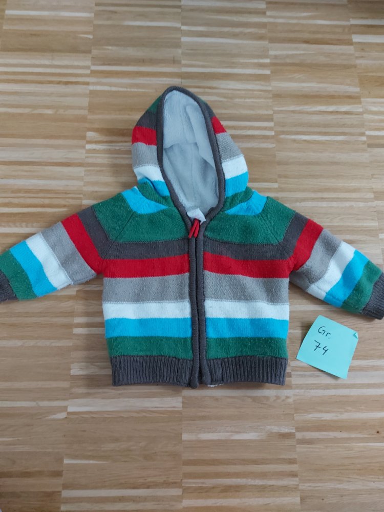 kuschelige braun gestreifte Babyjacke mit Kapuze, Gr. 74