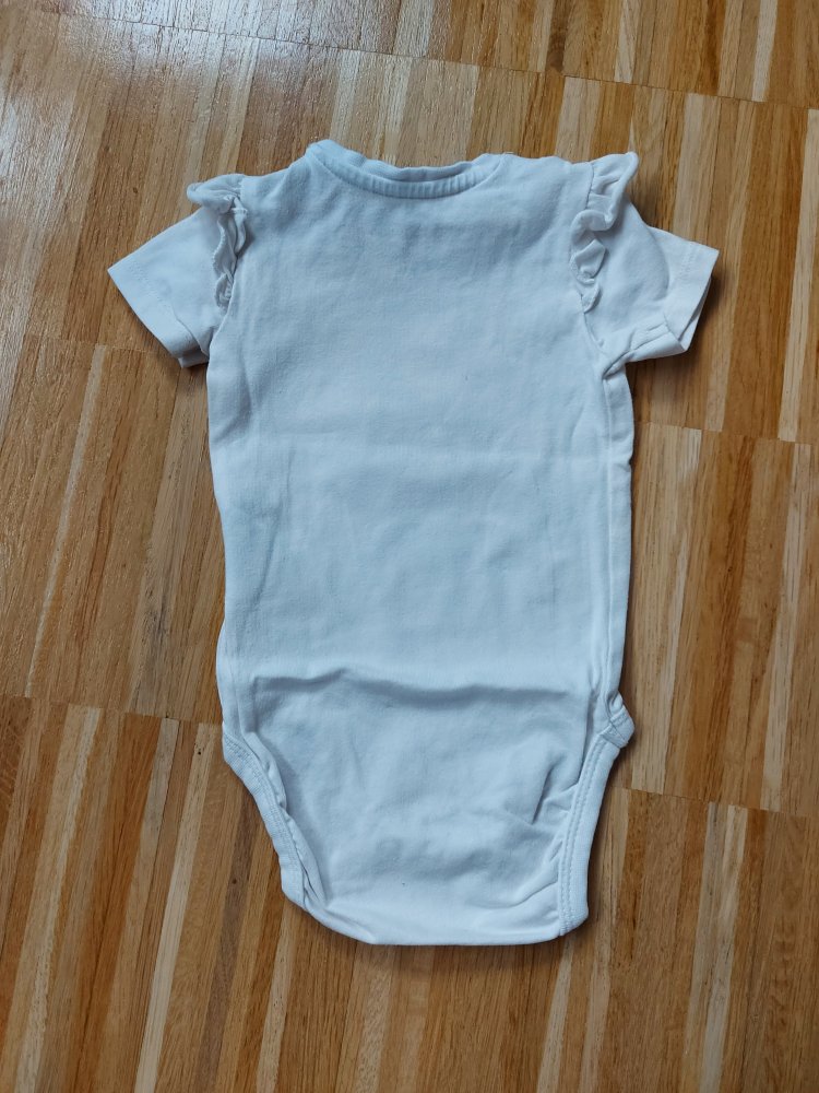 weißer Kurzarmbody mit Klopfer, Gr. 62